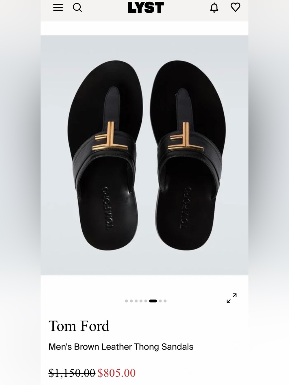 BRAND NEW - NEVER WORN
Tom Ford Black Leather Thong Sandals with Gold T Hardware
